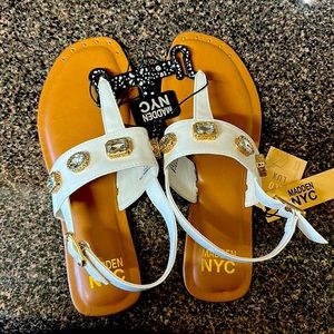 Madden NYC Women's Jeweled Thong Sandals, Size: 10, White